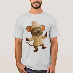 Camiseta T-Shirt De Rato De Inverno Bonito Engraçado Cart