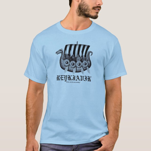 Camiseta T-shirt de Reykjavik Islândia com os viquingues em (Frente)