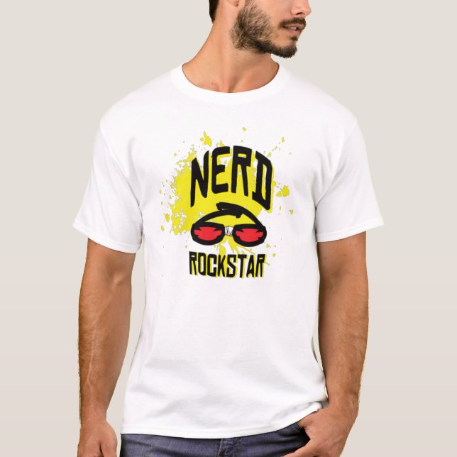 Camiseta T-shirt de Rockstar do nerd (Frente)