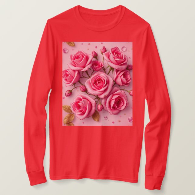 Camiseta T-Shirt de Rosas Rosa Sonhenta (Frente do Design)