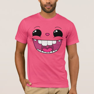 Camiseta T-Shirt de Rosto Rosa Duplo Feliz