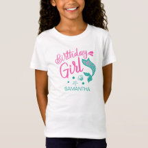 T-Shirt de Sereia de Aniversário Personalizada
