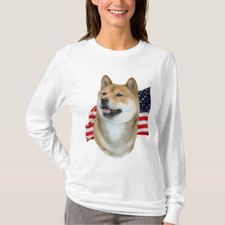 Camiseta T-shirt de Shiba Inu e de bandeira