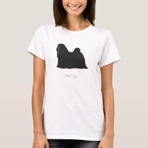Camiseta T-shirt de Shih Tzu (silhueta preta)