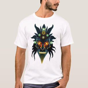Camiseta T-Shirt de Sonho Cósmico com Máscara Tribal