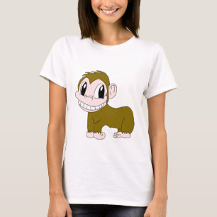 Camiseta T-shirt de sorriso da mulher do chimpanzé