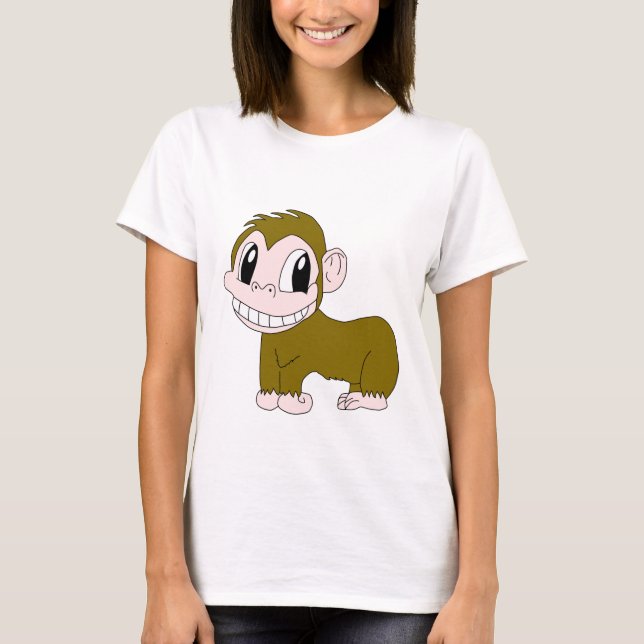 Camiseta T-shirt de sorriso da mulher do chimpanzé (Frente)