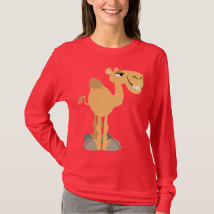 Camiseta T-shirt de sorriso das mulheres do camelo dos