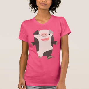 Camiseta T-shirt de sorriso das mulheres do porco dos