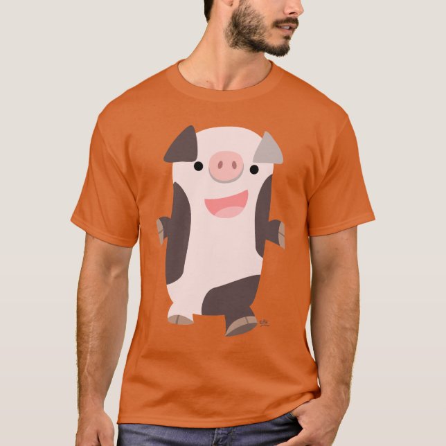 Camiseta T-shirt de sorriso do porco dos desenhos animados (Frente)