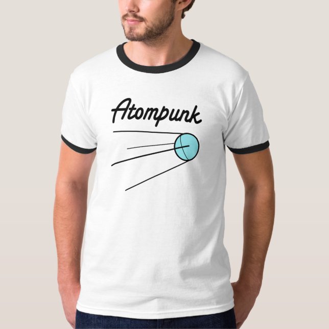Camiseta T-shirt de Sputnik dos homens de Atompunk (Frente)