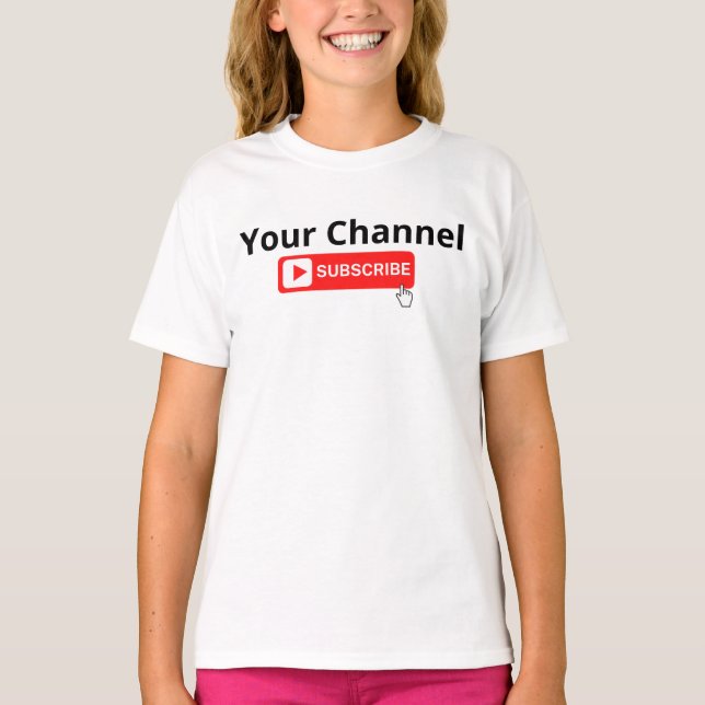 Camiseta T-Shirt de Subscrição de Canal Personalizado (Frente)