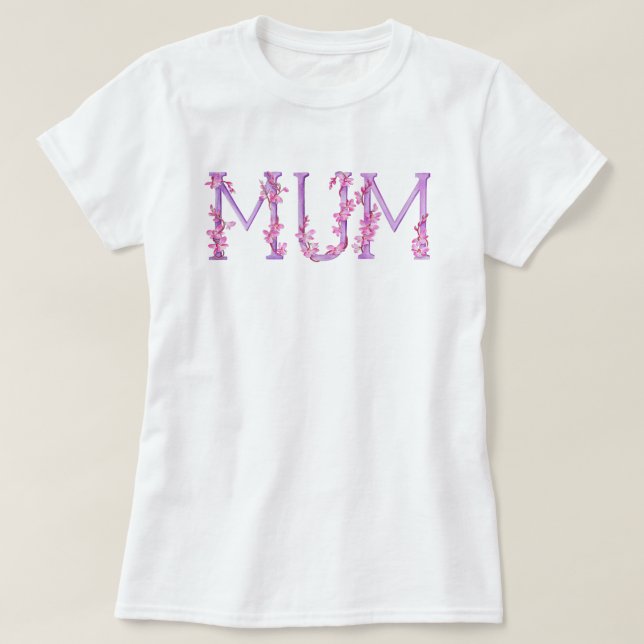 Camiseta t-shirt de texto da orquídea com cores aquáticas d (Frente do Design)