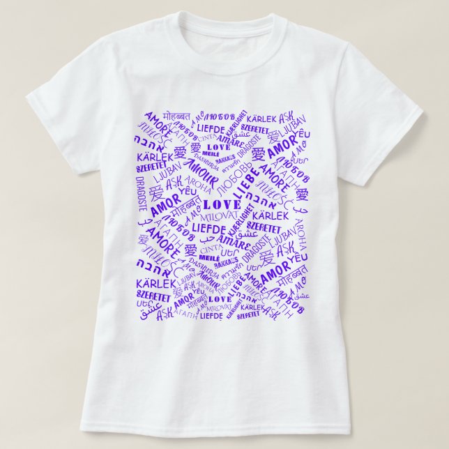 Camiseta T-Shirt de Texto de Amor Internacional (Frente do Design)