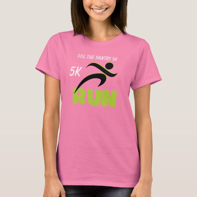 Camiseta T-shirt de texto verde Primavera de RUN personaliz (Frente)