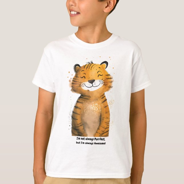 Camiseta t-shirt de tigre para crianças personalizadas (Frente)