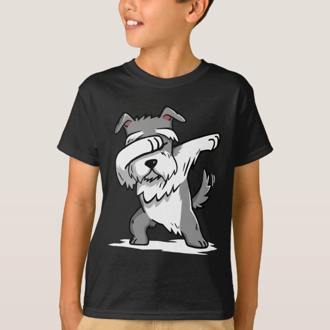 Camiseta T-shirt de toque ligeiro engraçado do Schnauzer (Frente)