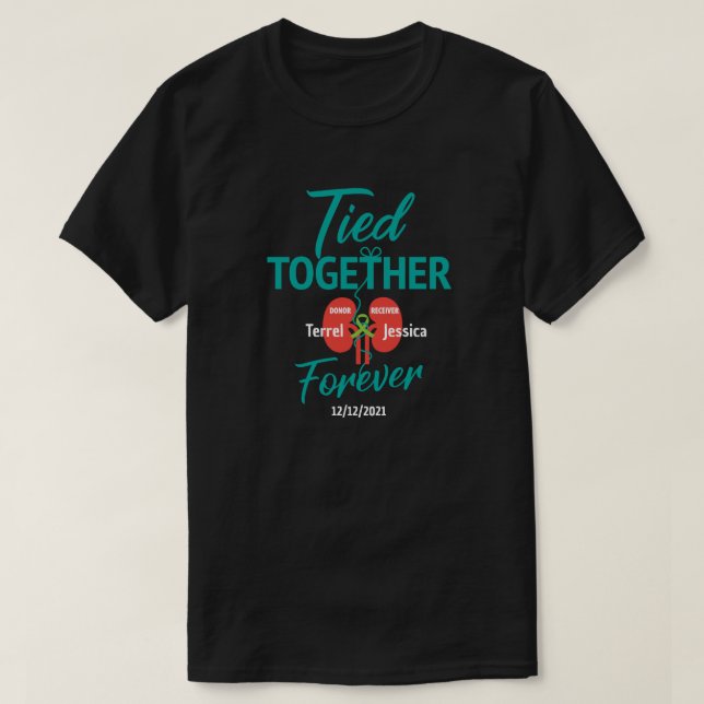Camiseta T-shirt de transplante de dadores vivos por rim pe (Frente do Design)