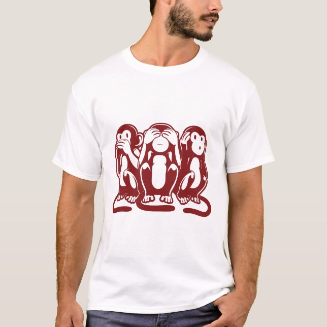 Camiseta T-Shirt de três macacos sábios (Frente)