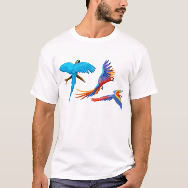Camiseta T-shirt de três Macaws (Frente)