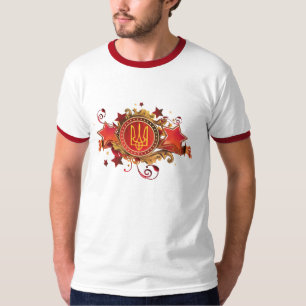 Camiseta T-shirt de Ucrânia. Emblema projetado