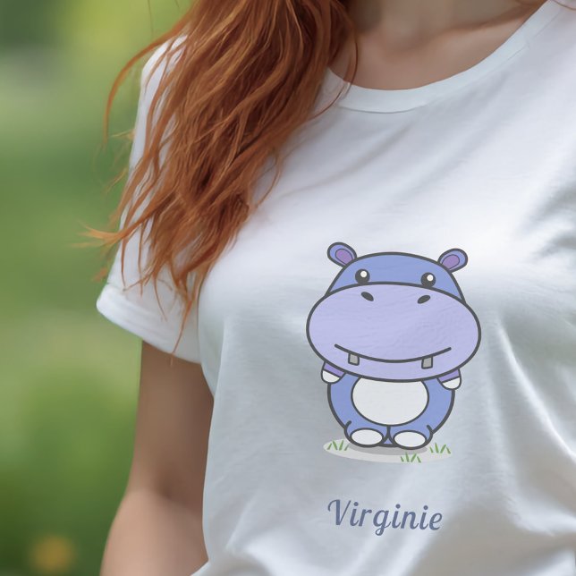 Camiseta T-shirt de uma mulher bonita Hippo (Cute Hippo T-shirt)