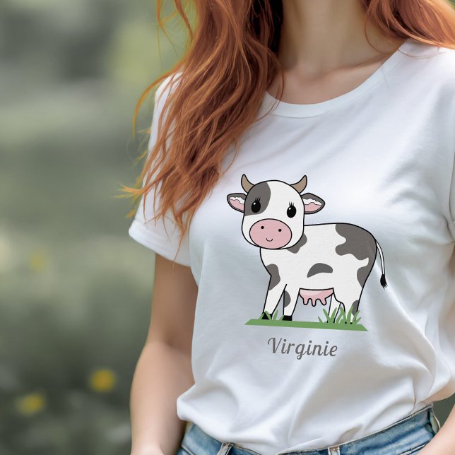 Camiseta T-shirt de uma mulher de vaca bonita (Cute Cow Woman T-shirt)