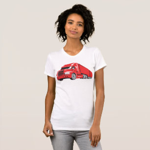 Camiseta T-Shirt de Veículo de Transporte de Caminhões Verm