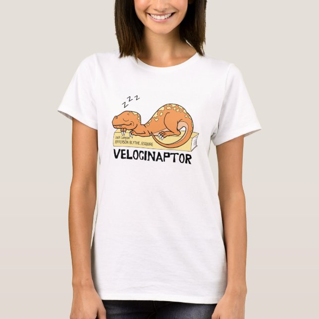 Camiseta T-shirt de Velocinaptor (design da cor) (Frente)