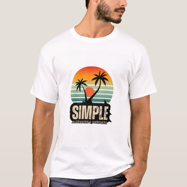 Camiseta T-Shirt de Verão de Árvore de Palma Simples" (Frente)