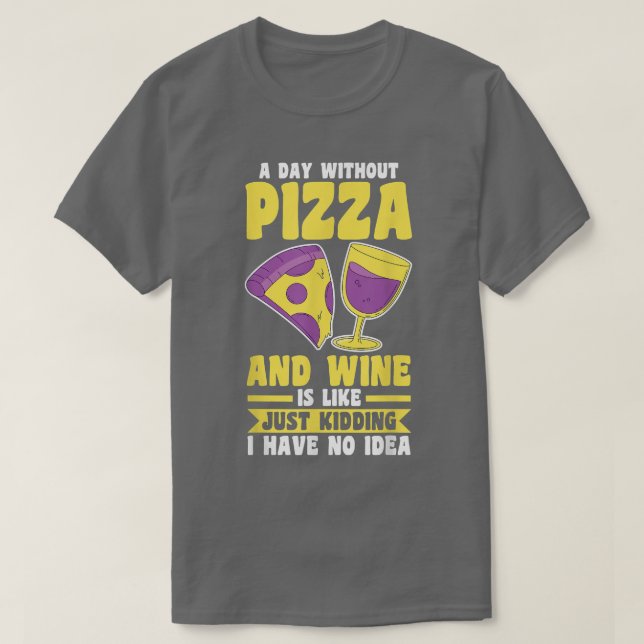 Camiseta T-Shirt de Vinho e Pizza (Frente do Design)
