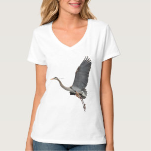 Camiseta T-shirt de voo dos animais selvagens da garça-rea