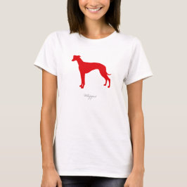 Camiseta T-shirt de Whippet (silhueta vermelha)