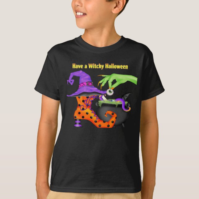 Camiseta T-shirt de Witchy o Dia das Bruxas (Frente)