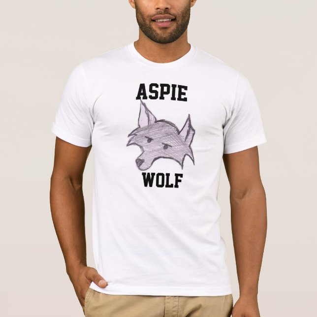 Camiseta T-shirt de "Wolfie" do lobo de Aspie (Frente)