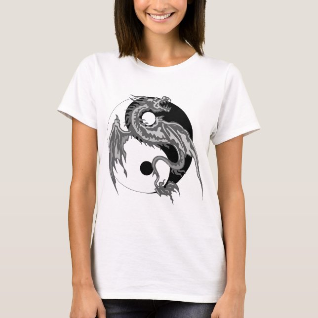 Camiseta T-shirt de Yin Yang do dragão (Frente)