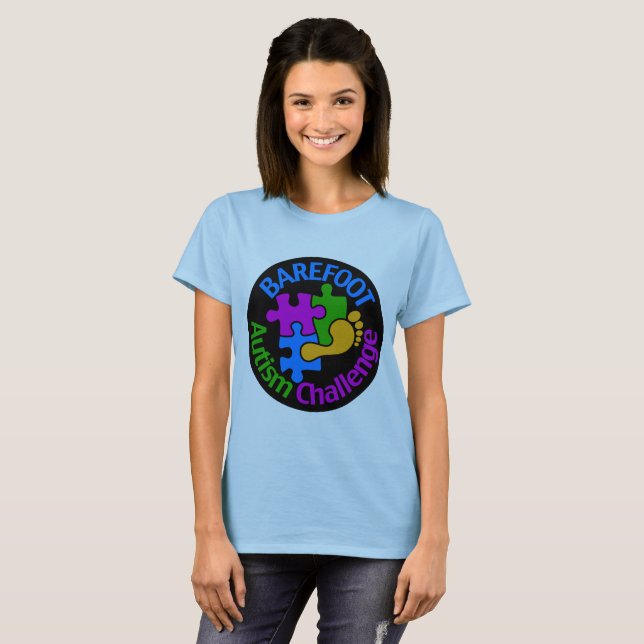 Camiseta T-shirt descalço do desafio do autismo 2018 (Frente Completa)