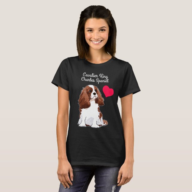 Camiseta T-shirt descuidado do Spaniel de rei Charles (Frente Completa)