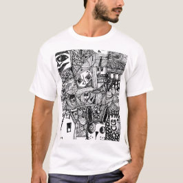 Camiseta T-shirt desenhado mão original dos Doodles
