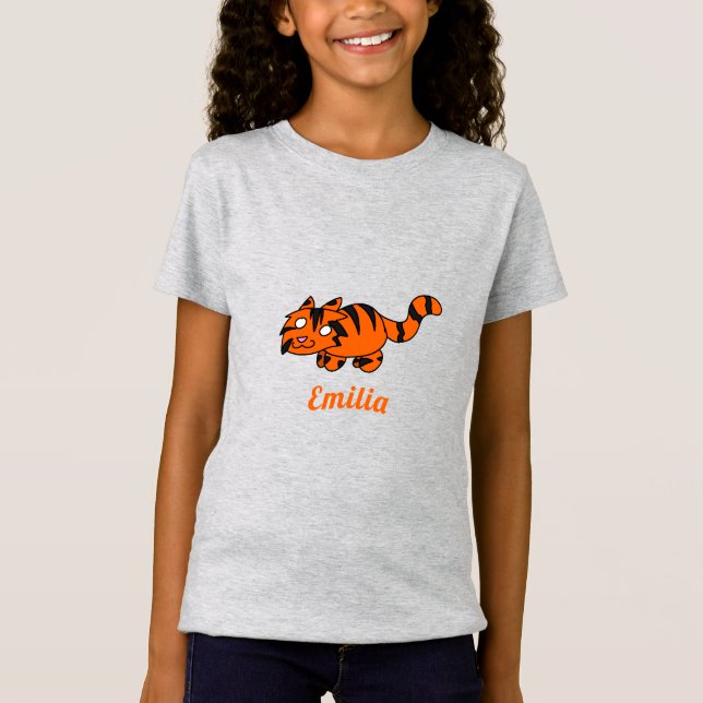 Camiseta T-Shirt Desenho De Tigre Laranja-Cute (Frente)