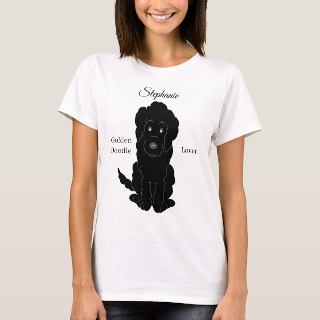 Camiseta T-Shirt Design de Cachorro Negro Dourado (Frente)