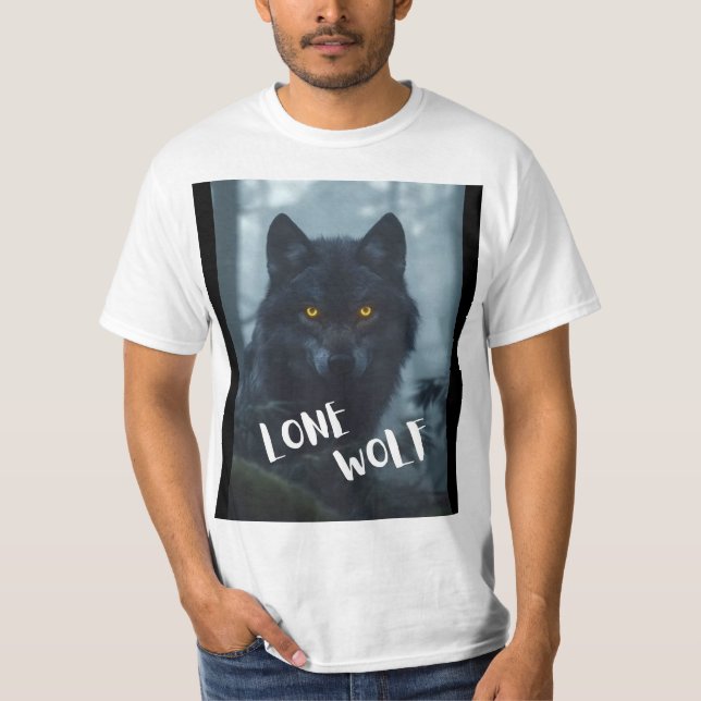 Camiseta T-shirt(design de lobo solitário) (Frente)