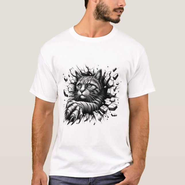 Camiseta T-Shirt design exclusivo de Gato Irritado Negro (Frente)