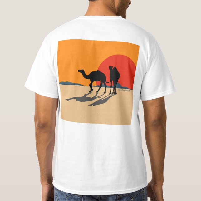 Camiseta T-Shirt: Design "Kamele und Sonnenuntergang" (Verso)
