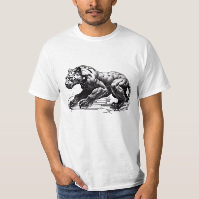 Camiseta T-Shirt Design Preto-Leopardo Raiva (Frente)