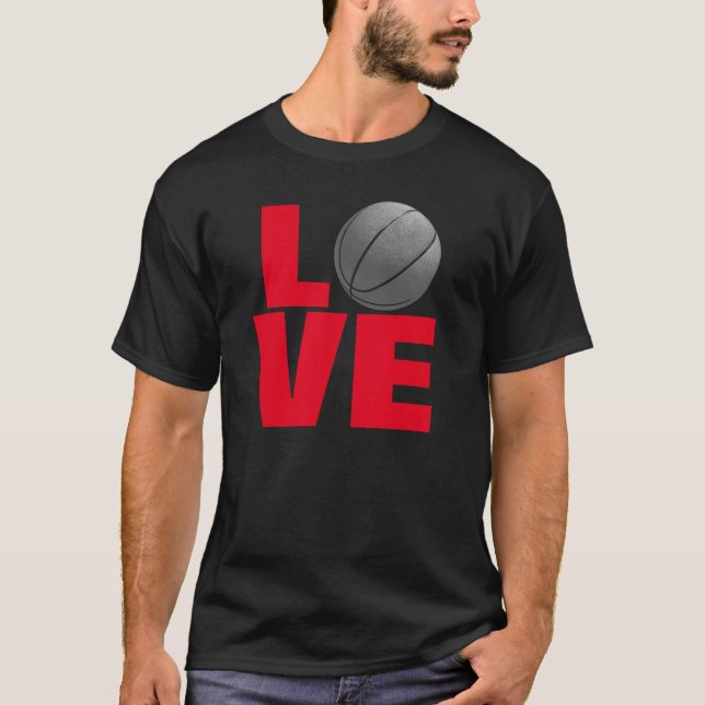 Camiseta T-Shirt desportiva de basquete Black Red Love (Frente)