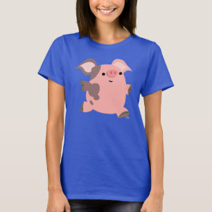 Camiseta T-shirt desportivo bonito das mulheres do porco