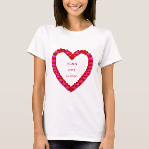 Camiseta T-Shirt Dia de as mães Vermelho e Rosa Bonitos