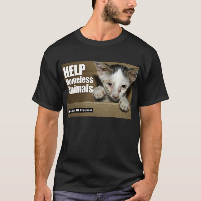 Camiseta T-shirt (dianteiro) animal desabrigado da ajuda (Frente)