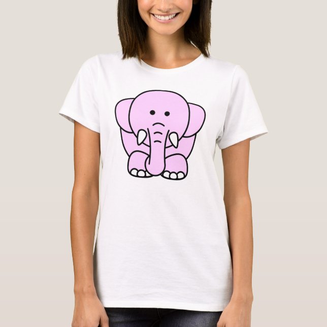 Camiseta T-shirt Dianteiro-Para trás bonito do elefante (Frente)